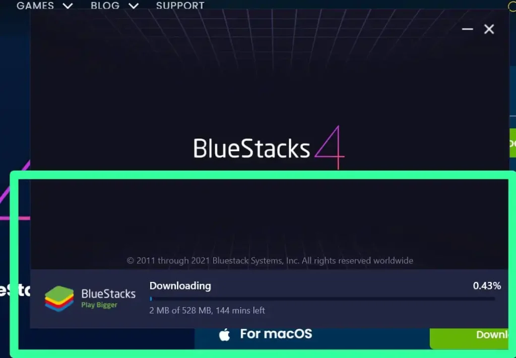 In this picture Blue stack emulator is downloading on a pc