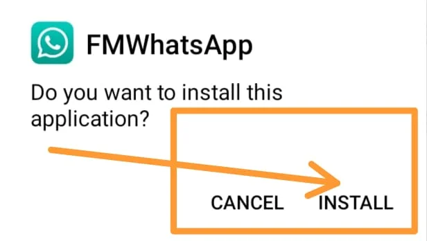 FM WhatsApp installation prompt on Android device