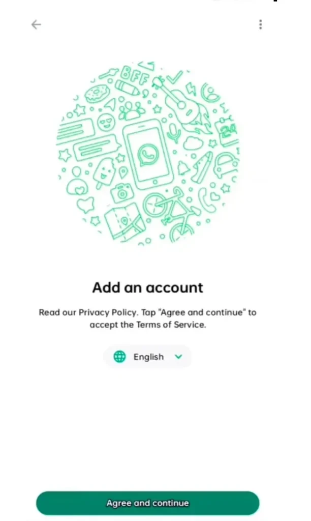 FM WhatsApp add account agreement screen