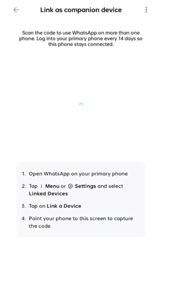 FM WhatsApp link as companion device screen