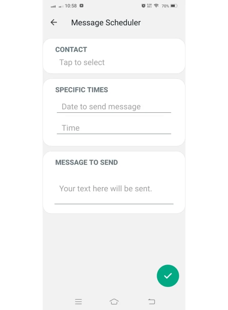 FM WhatsApp message scheduler feature
